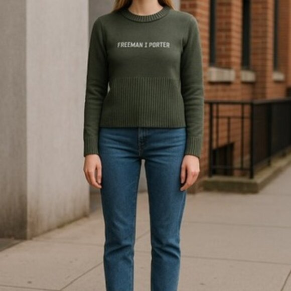 Vintage Freeman T. Porter Green Ribbed Wool Sweater No Size XS/S/M/L - Picture 1 of 10